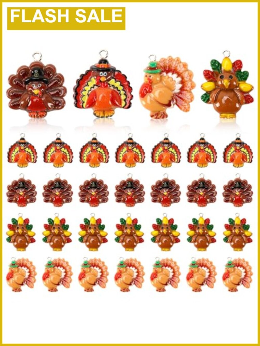 64 Pc Resin Turkey Charms Thanksgiving Jewelry Making Pendants